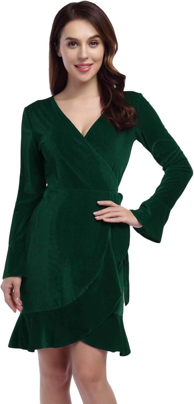Leadingstar Damen V-Ausschnitt A-Linie Party Casual Kleid – Bild 5