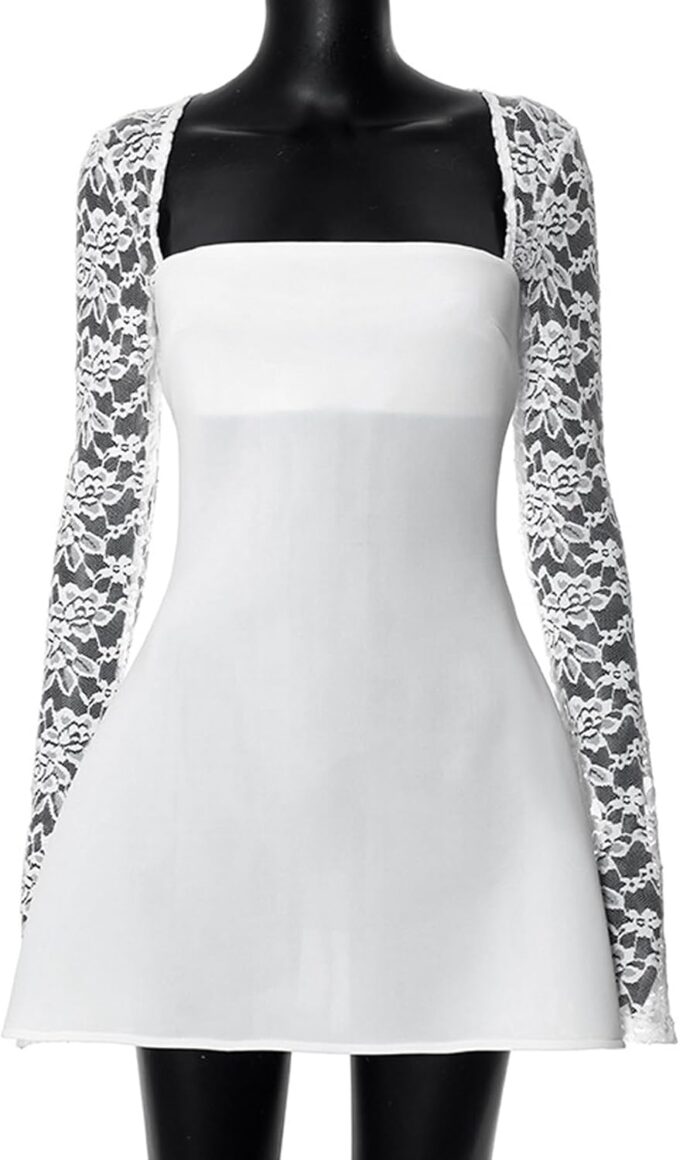 Women's Elegant Lace Sleeve Mini Dress A Line Short Dress Formal Elegant Evening Party Homecoming Prom Dresses Gowns – Bild 7