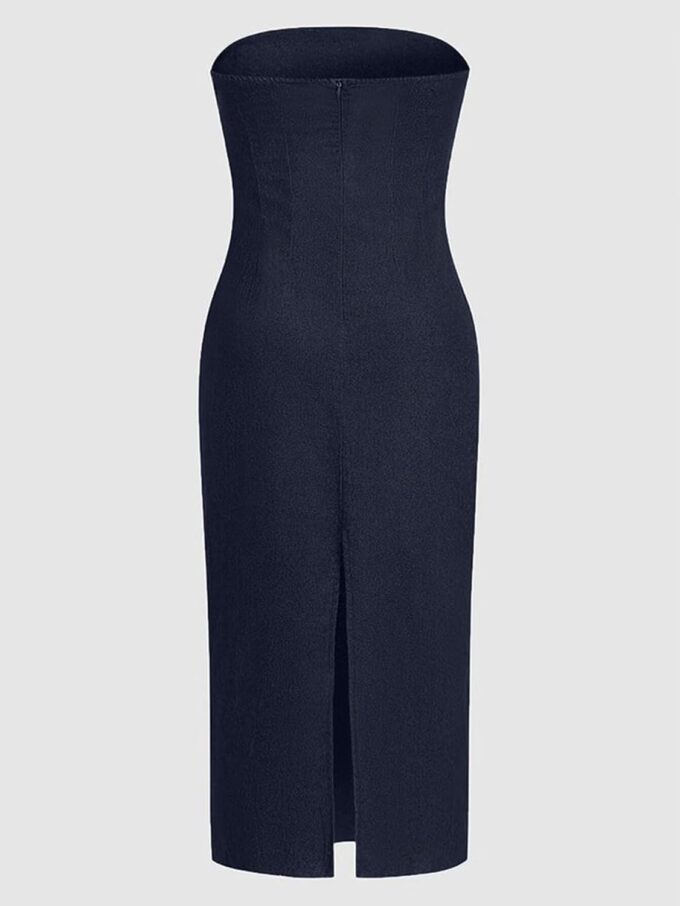 Flamingals Sexy Off Shoulder Sleeveless Maxi Dress for Women Zip Back Split Hem Party Long Dress – Bild 4