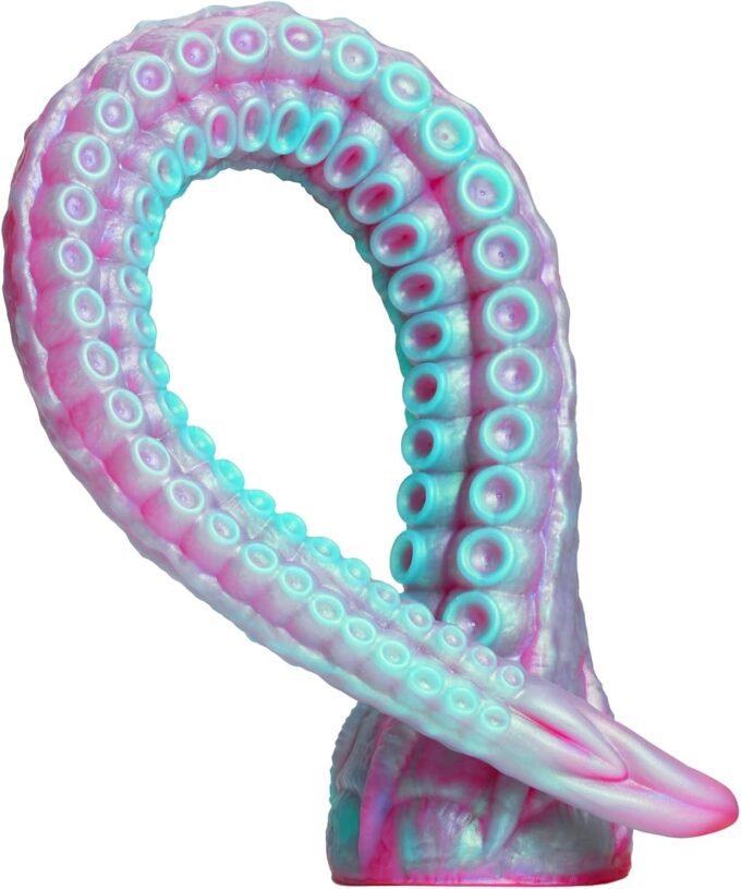 Wakelust 40CM Flüssiges Silikon Dildo Monster Fantasy Dildo mit Starkem Saugnapf Realistischer Oktopus-Tentakel Dildo für Sie G-Punkt Anal Plug Erotik Sexspielzeug für Männer Frauen Paare(LilaBlau)