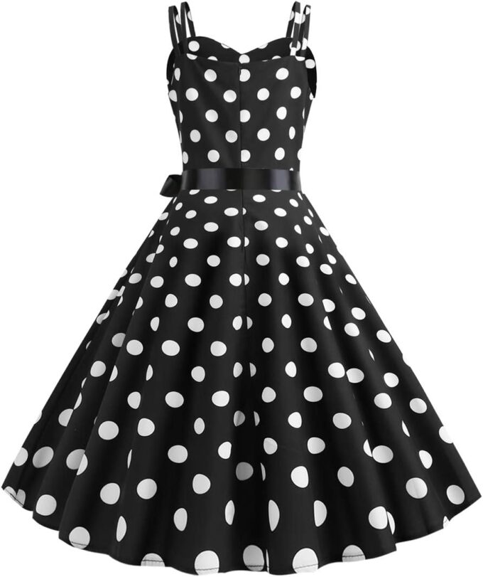 ABAFIP Women's 50s 60s Vintage Sleeveless Double Strap Polka Dot A-Line Swing Cocktail Party Tea Dresses – Bild 2