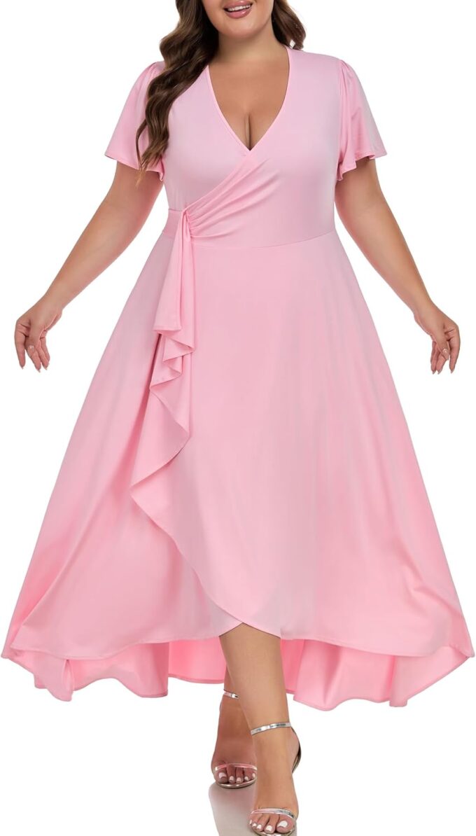 Carrdc Plus Size Dresses for Curvy Women Short Sleeve Summer Dress