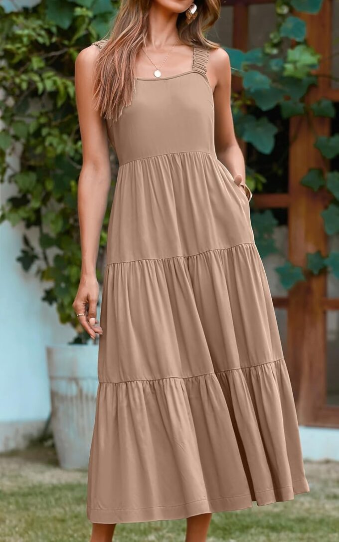 PRETTYGARDEN Women's 2025 Sun Dresses Women Summer Casual Flowy Tired Maxi Dress Backless Beach Long Dresses Tank Dress – Bild 2