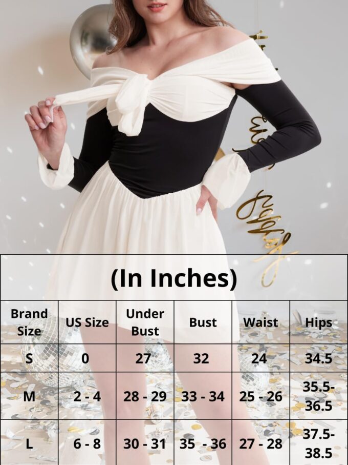 Kaei&Shi Date Night Dresses for Women, Cute Tulle Bell Flare, Homecoming Birthday Dinner, Sexy Off Shoulder Mini Long Sleeve – Bild 6