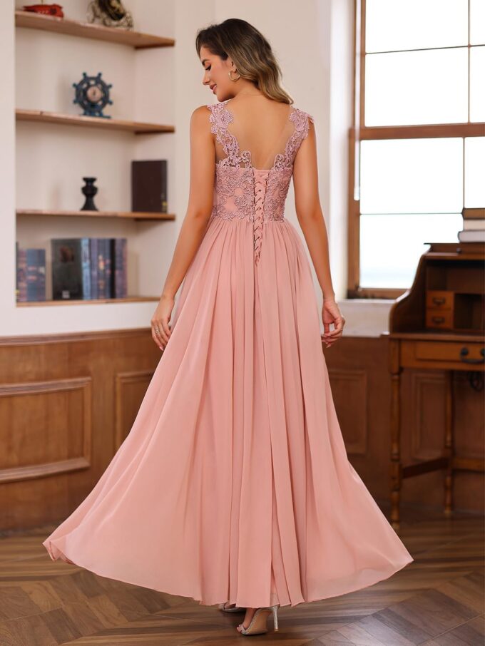 Clothfun Chiffon Mother of The Bride Dress 2025 Lace Applique Long Formal Party Dress with Jacket CY147 – Bild 5