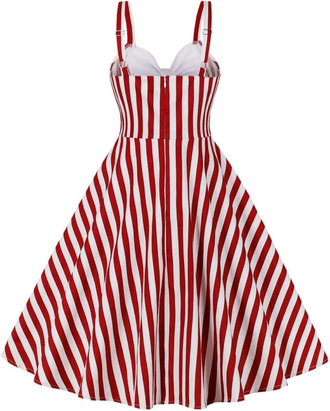 Womens Vintage Halter Neck Dresses 50's Rockabilly Dresses for Women Retro 1950 Swing Tea Party Dress Midi Cocktail Dress – Bild 2
