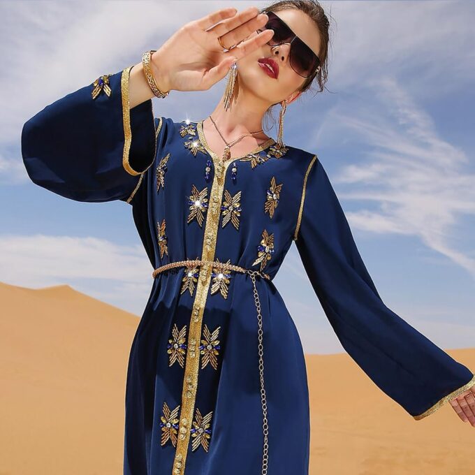 PolyJolly Handmade Bead Abaya Dress for Women Dubai Sadui Fancy Moroccan Kaftan Wedding Attire Collection – Bild 3