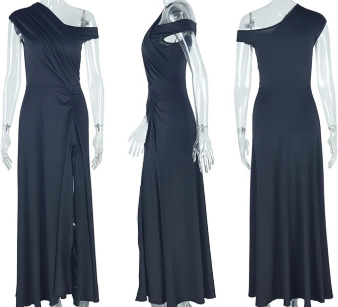 Womens One Shoulder Semi Formal Maxi Dresses Elegant Sleeveless Cocktail Party Long Wedding Guest Dress – Bild 5