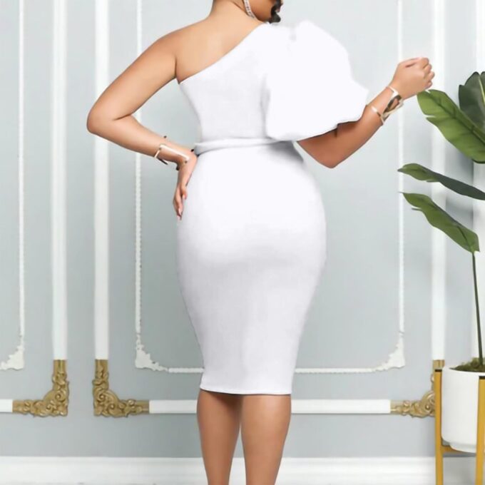 Cololura Women Sexy Elegant V Neck Short Sleeve Slit Ruffle Maxi Dress Formal Pencil Bodycon Midi Dress – Bild 4