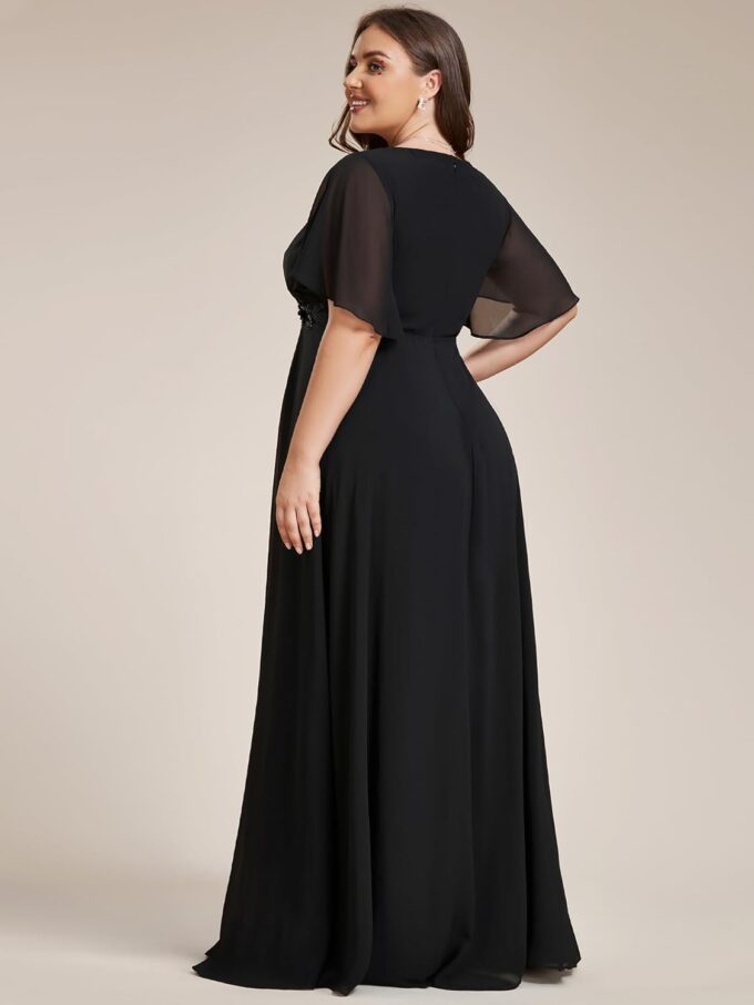 Ever-Pretty Chiffon V Neck Short Sleeves Appliques Plus Size Formal Dresses for Curvy Women Evening Gowns 01960-DA – Bild 2