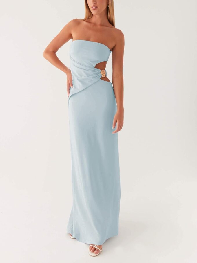 Cut Out Maxi Tube Dresses for Women Sexy Y2k Strapless Backless Bodycon Long Dress Summer Sleeveless Hollow Sundress – Bild 2