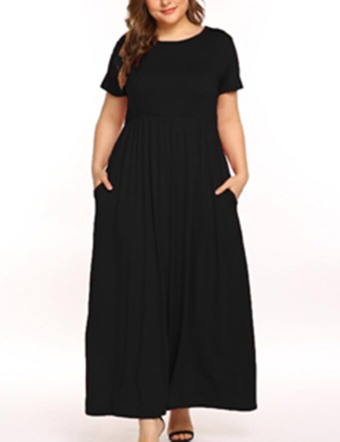 Kancystore Women's Short Sleeve Plus Size Maxi Dress with Pockets Loose Casual Summer Dresses – Bild 4