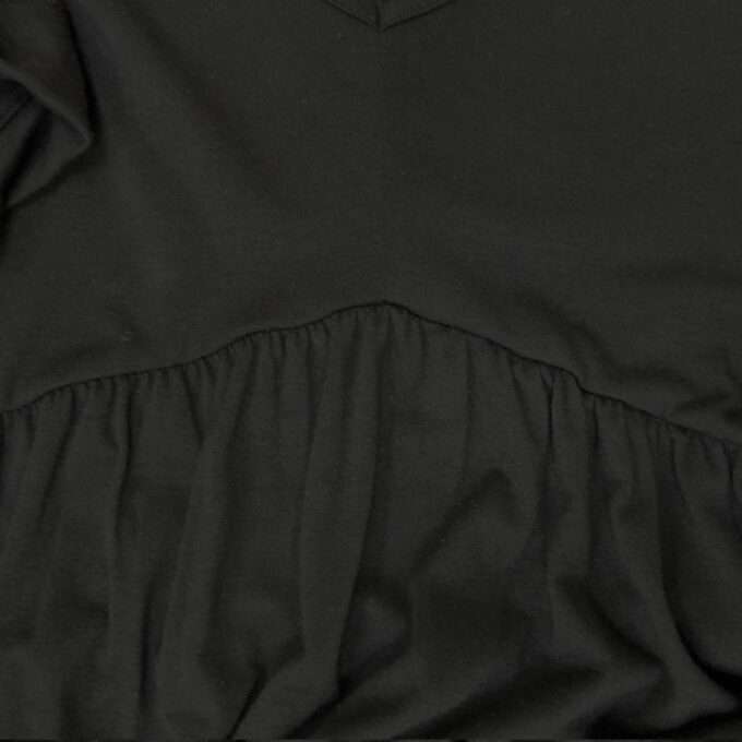 Jayscreate Women's Baby Doll Dress Summer Casual Tunic Pleated Flowy Swing Short Sleeve Black V Neck Mini Dress – Bild 5