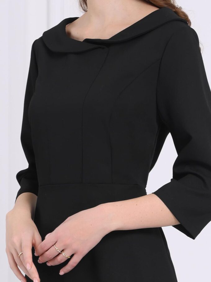 Hobemty Damenkleid mit Peter-Pan-Kragen, 3/4-Ärmel, A-Linie, elegantes Arbeitskleid – Bild 4