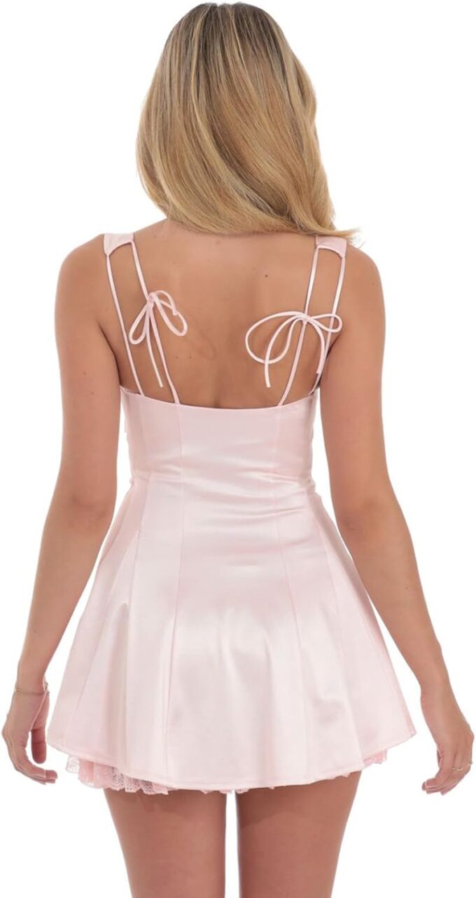 Women’s Y2k Corset Mini Dress Summer Sleeveless Low Cut Lace Hem Short Tank Dresses Elegant Party A Line Dress – Bild 5