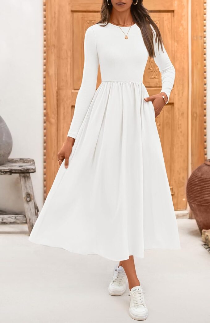 BTFBM Casual Long Sleeve Dresses Spring Dresses 2025 Wedding Guest Dress Midi Dress Flowy Bohemian Long Dress – Bild 6