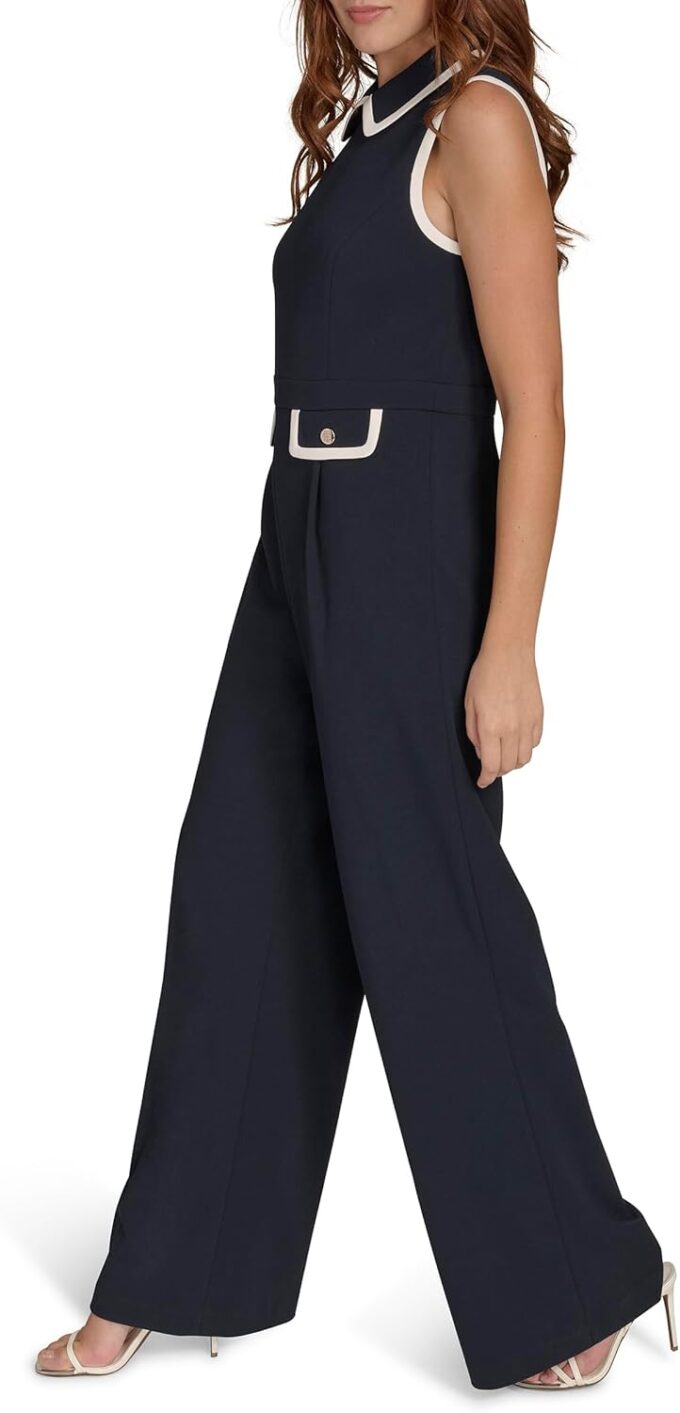 Tommy Hilfiger Womens Pocketed Collared Contrast Sleeveless Dress – Bild 10