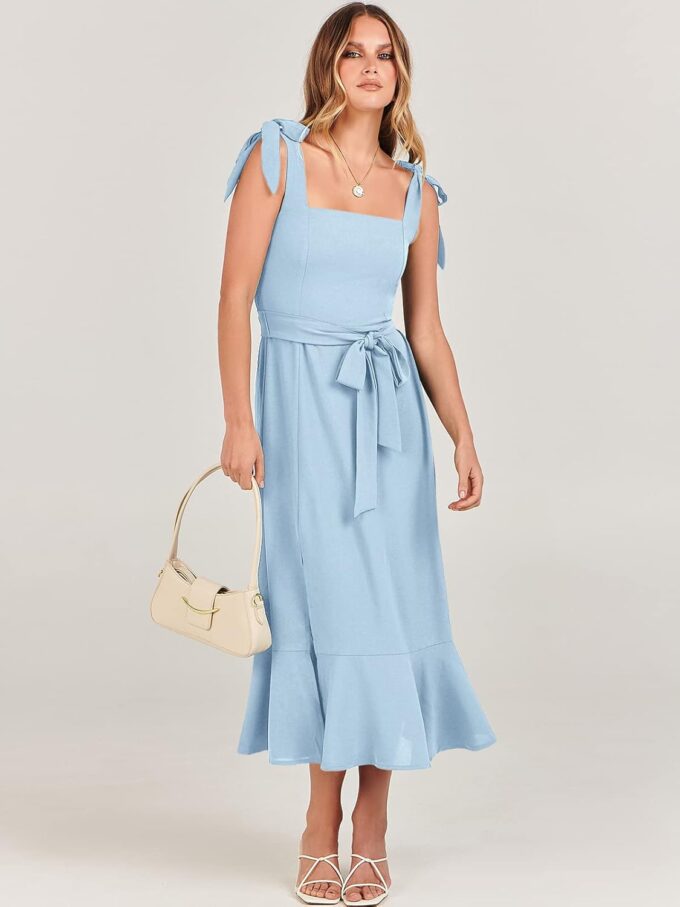 ANRABESS Women's Square Neck Ruffle Split Midi Elegant Formal Wedding Guest Cocktail Bridesmaid Graduation Party Dresses – Bild 8