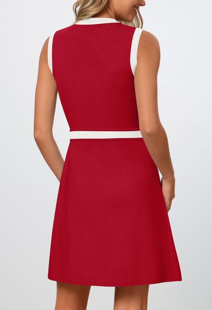 MEROKEETY Women's Formal Work Mini Dress Casual Summer Sleeveless Elegant Button Bussiness Office Outfits – Bild 3