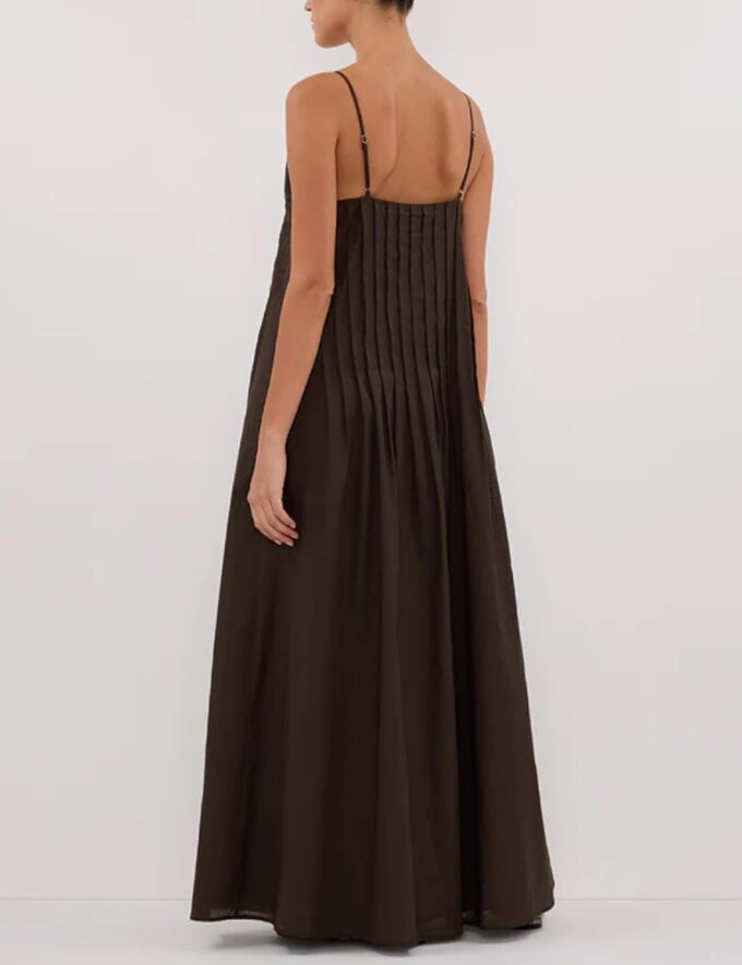 MISSACTIVER Women V Neck Pleated Maxi Dress Sleeveless Backless Long Dress Adjustable Spaghetti Straps Elegant Summer Dresses – Bild 4