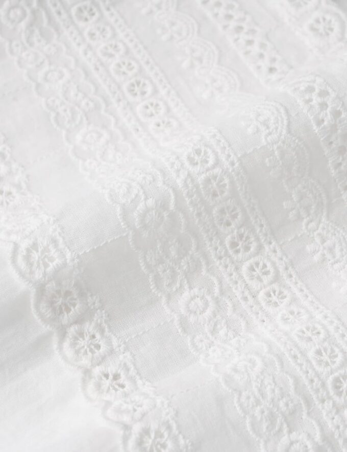 Women's White Cotton Boho Embroidered Eyelet Midi Dress, Sailor Collar Sleeveless Summer Casual Beach Vacation Dress – Bild 5