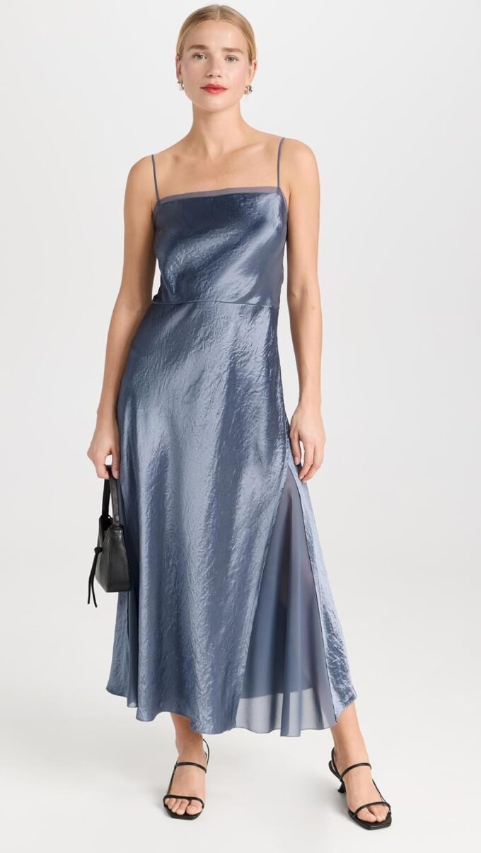 Vince Damen Sheer Panelled Slip Dress Kleid – Bild 5