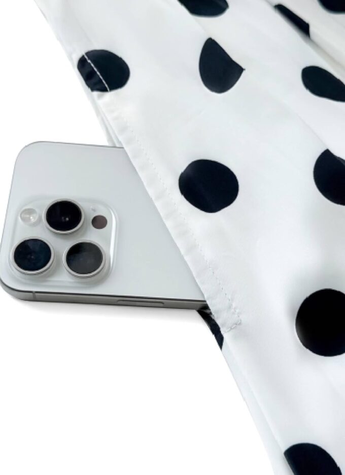 Summer Dresses for Women 2025 Elegant White Aline Midi Dress with Bow Side Pockets Polka Dot Cocktail Dress – Bild 6