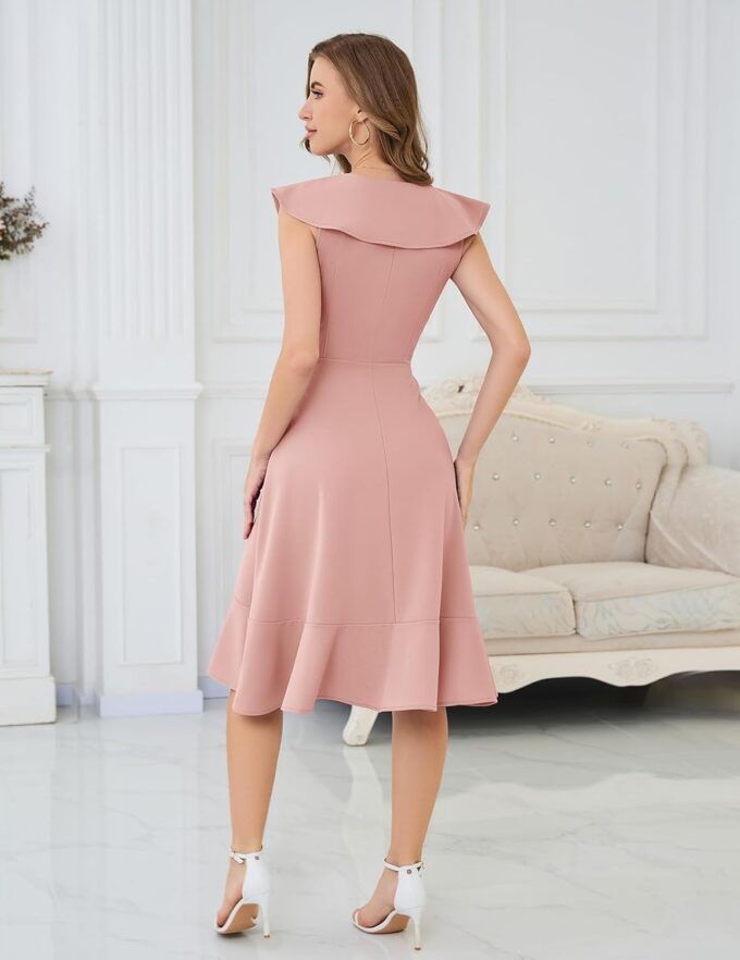 Meetjen Women's Cocktail Dresses Formal Wedding Guest 2025 Tea Party A Line Ruffle Hi Low Elegant Prom Graduation Dress – Bild 5