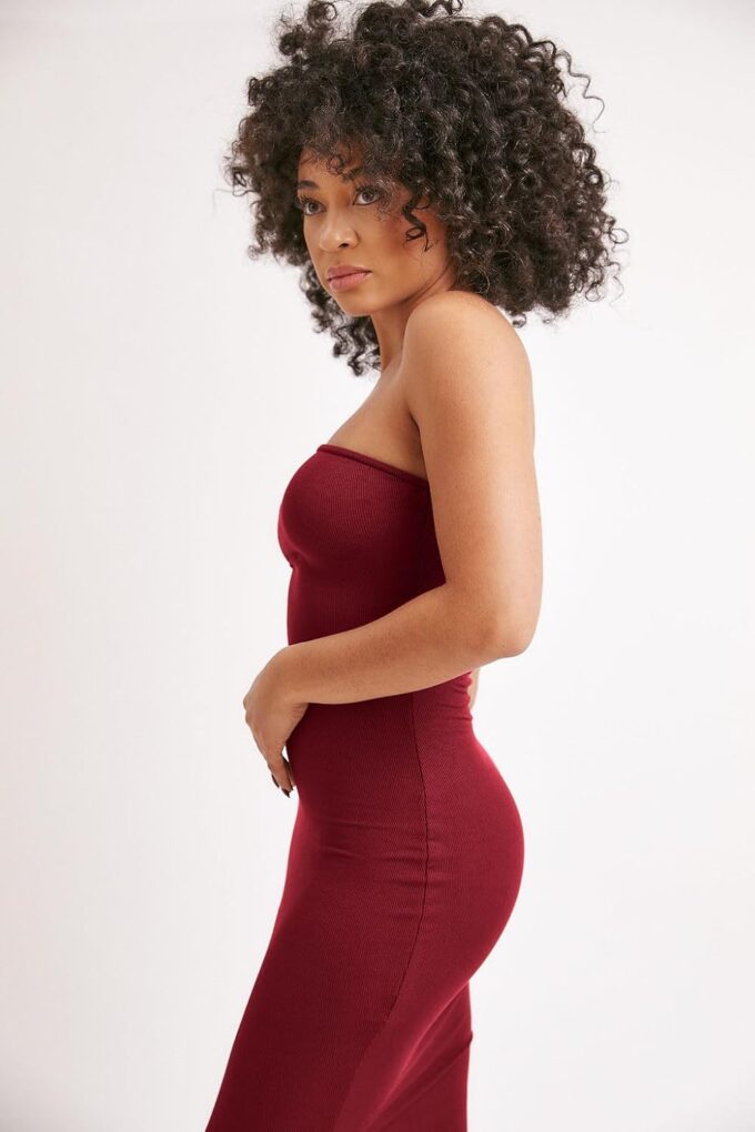 Almere Body Shaping Basic Strapless Maxi Dress – Bild 3