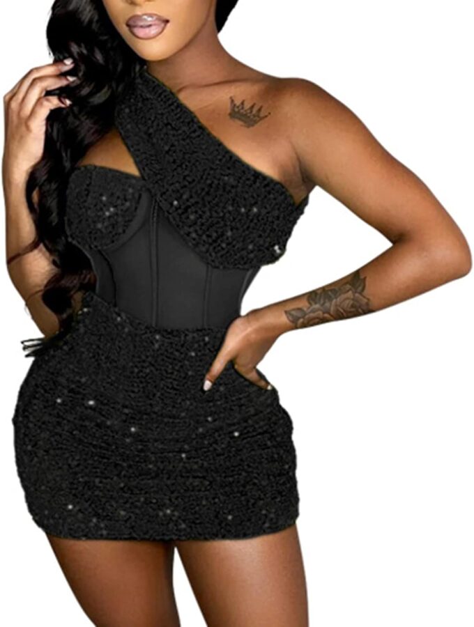 Women's Sexy Elegant Bodycon Dress Party Club Night Outfit Hot Drilling Clubwear