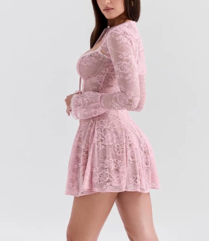 Sexy Corset Dress Lace Strap Dress Floral Dress Long Bell Sleeve Cover Up Skater Dresses Cocktail Dresses – Bild 4
