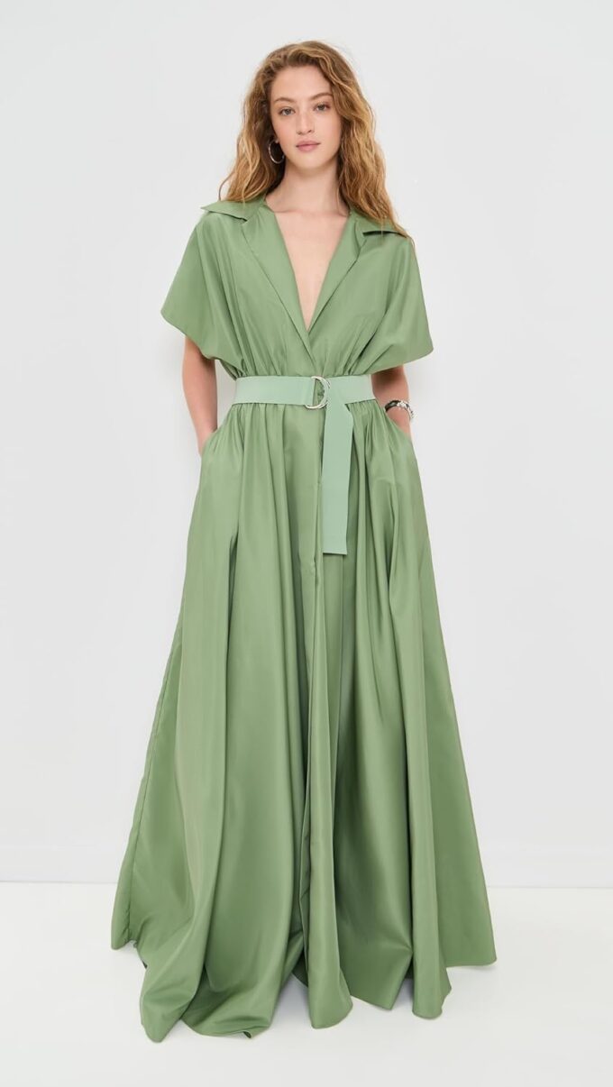 Norma Kamali Women's Belted Flared Maxi Dress – Bild 5