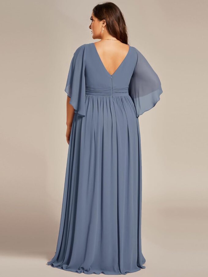 Ever-Pretty Plus Women's Plus Size V Neck Half Sleeves Slit A Line Floor Length Bridesmaid Dress 01886-DA – Bild 2