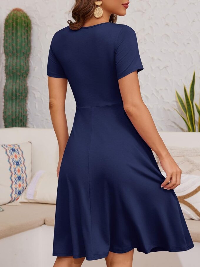 YATHON Dresses for Women 2024 Wedding Guest Knee Length Summer Casual Short Sleeve Cute Sweatheart Neck Milkmaid Aline Dress – Bild 4