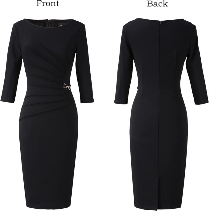 VFSHOW Elegantes Damenkleid mit Rüschen, für Arbeit, Business, Büro, Cocktailparty, Etuikleid – Bild 4