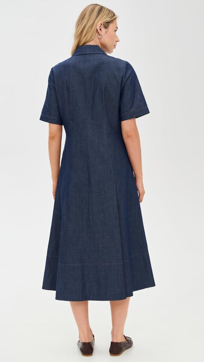 Vince Women's Denim Short Sleeve Shirt Dress – Bild 4