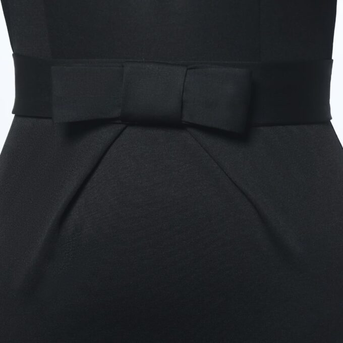 ANDHOM Damen Clerus Kleid Kurzarm Bleistiftkleid Tab Einsatz Kragen Priester Klerus Kleider mit Gürtel – Bild 7