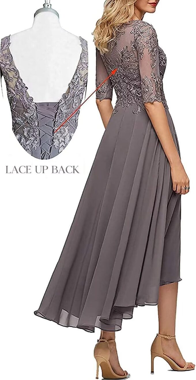 New Lace Appliques Mother of The Bride Dresses for Wedding 3/4 Sleeve Tea Length Beaded Formal Evening Prom Dress – Bild 4