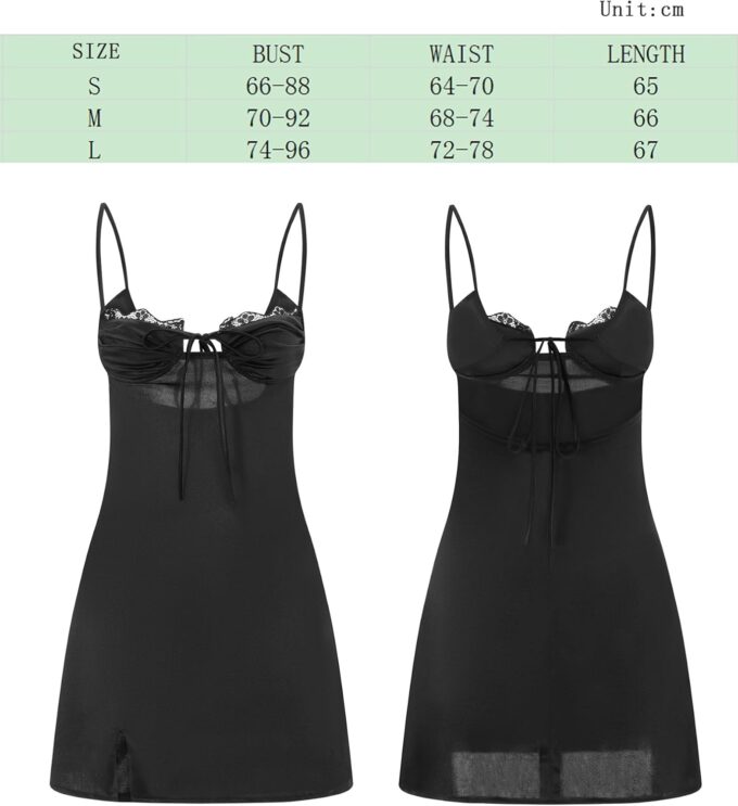Women Sexy Y2k Satin Bodycon Mini Slip Dress Spaghetti Strap Backless Lace Up Party Cami Summer Dresses – Bild 7