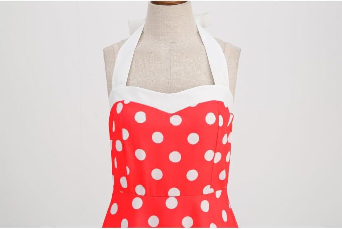 Vintage Dress 1950s for Women, Tea Party Halter Polka Dot Dresses Picnics Summer Vacation Beach Outfits Slim Fit – Bild 4