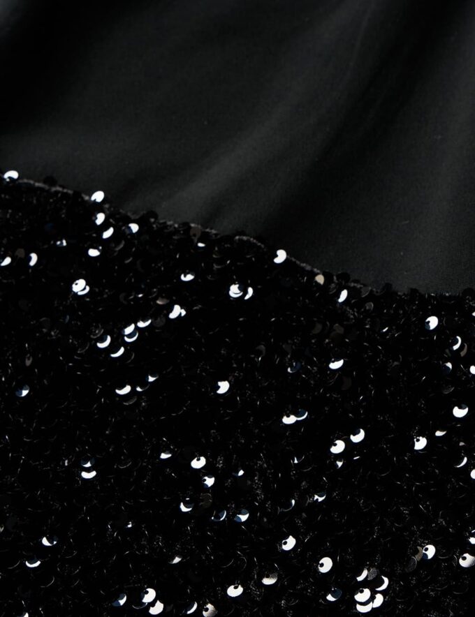 Women's Black Sequined Mini Dress, Round Neck Sleeveless Summer Graduation Party Birthday Nightclub Little Black Dress – Bild 5
