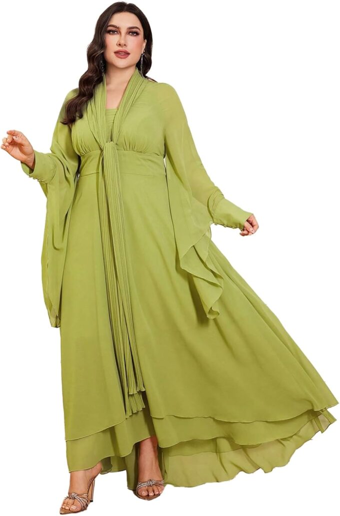 TOLEEN Plus Size Dresses for Women Pagoda Sleeve Casual Style Cocktail Bridesmaid Maxi Summer Dresses