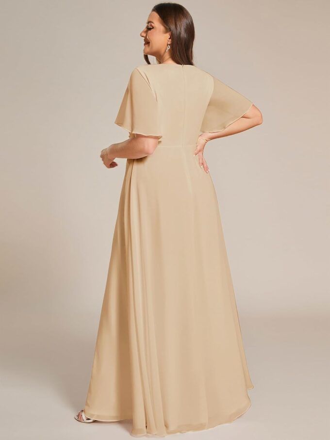 Ever-Pretty Chiffon V Neck Short Sleeves Appliques Plus Size Formal Dresses for Curvy Women Evening Gowns 01960-DA – Bild 2