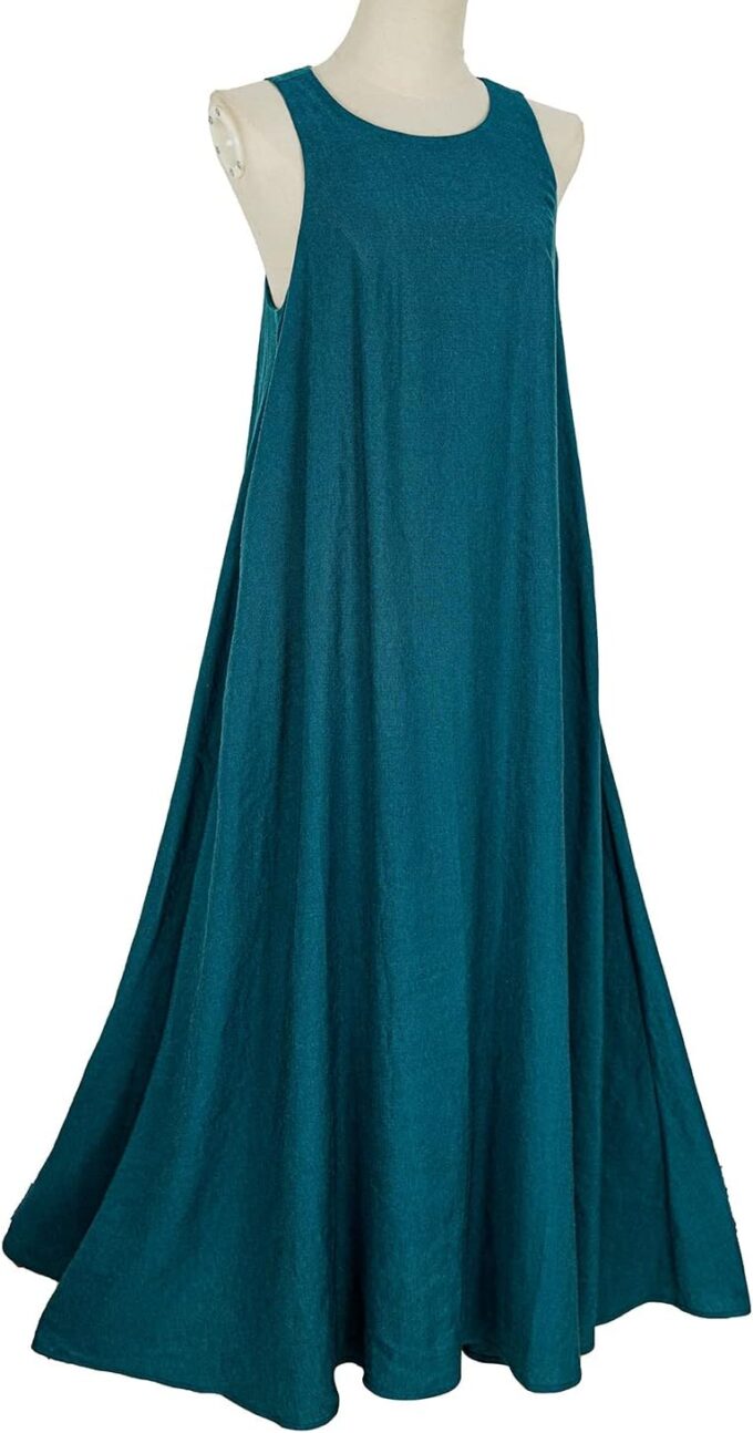 Mingyuezai Women's Sleeveless Linen Maxi Dress Casual Long Dresses with Pockets – Bild 3