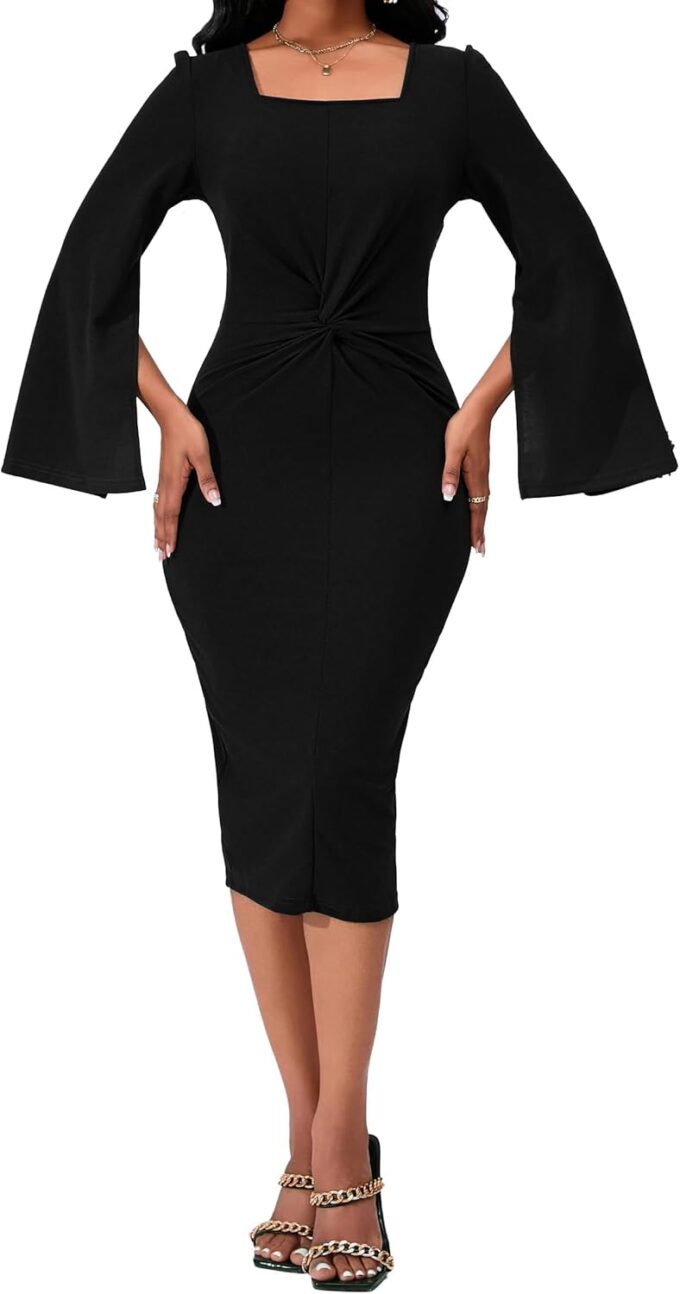 Elegant Dresses for Women Bodycon Formal Pencil Cocktail Evening Gowns Dress Party