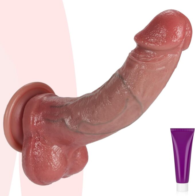 Warmfeel 21cm Realistische Dildo Sexspielzeug, Ultraweiches Silikon Dildo für die Klitoris, Vagina und Analvergnügen von Frauen, Starker Saugnapf für Freihändigen Spaß