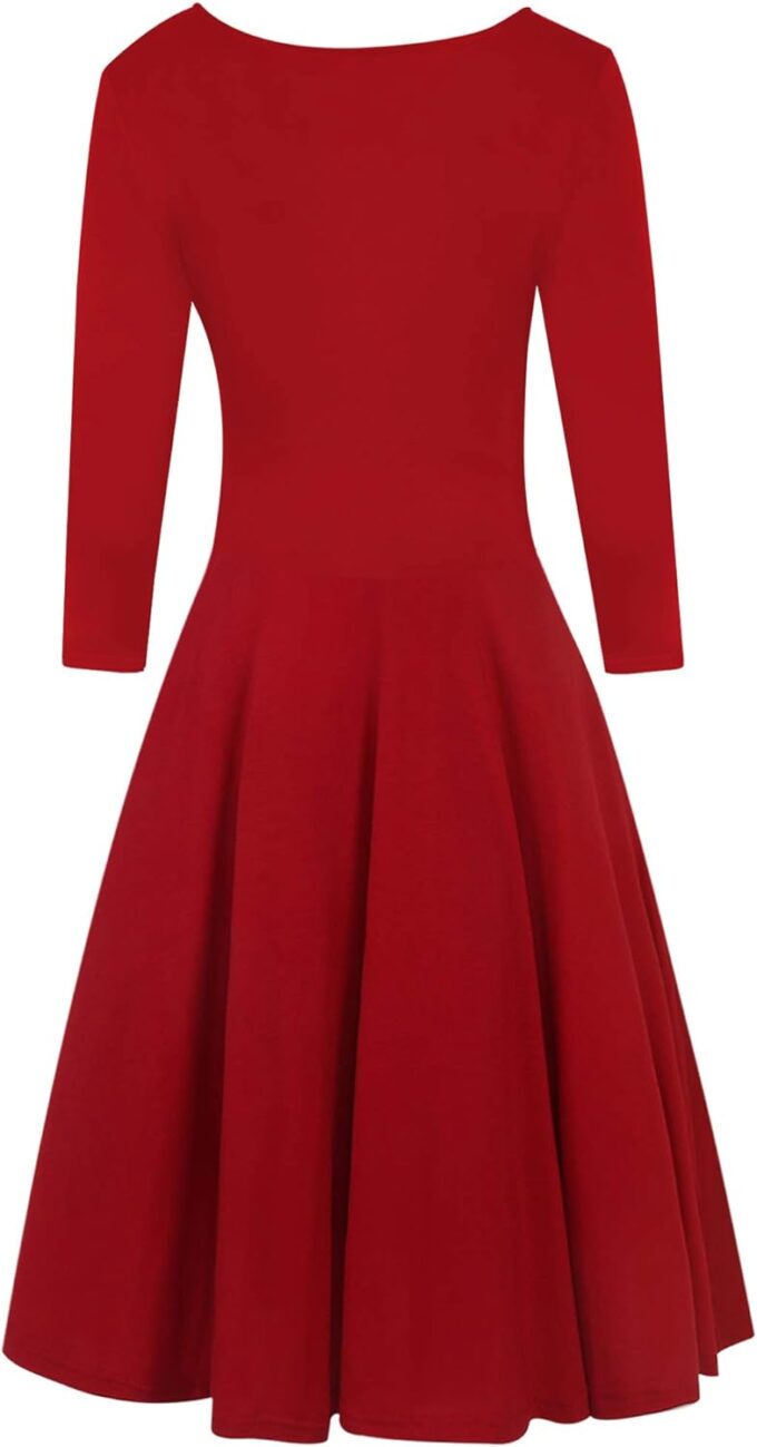 oxiuly Damen V-Ausschnitt Flügelärmel Floral Stretchy Swing Kleid Klassisch – Bild 3