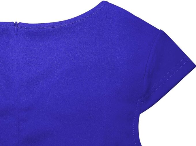 Yiershu Damen Elegant Ärmellos Bodycon Bleistiftkleid Casual Knielang Schößchen Bleistift Kleider Tragen zur Arbeit, Königsblau, Groß – Bild 4