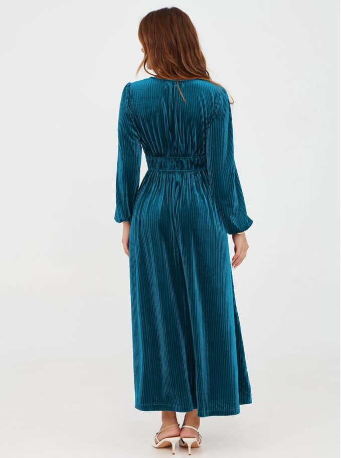 Sissyaki Women's Long Sleeve Velvet Dresses Fall Winter Long Dress Wedding Guest Party Maxi Dress – Bild 6