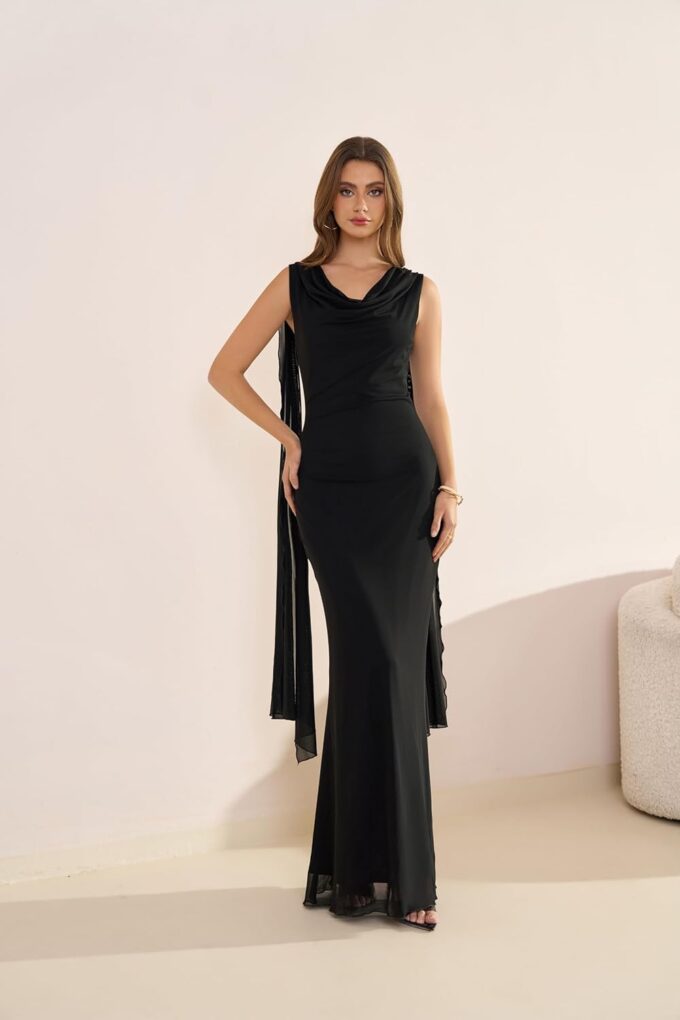 Parthea Women's Summer Formal Wedding Guest Dresses Sleeveless Backless Long Elegant Evening Party Maxi Bodycon Dress – Bild 3